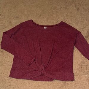 Old Navy Women's Twist-Front Long Sleeve Top - Burgundy